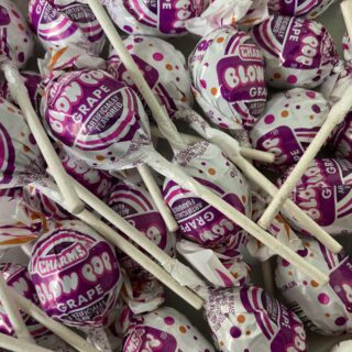Bulk bin of Grape Blow Pops