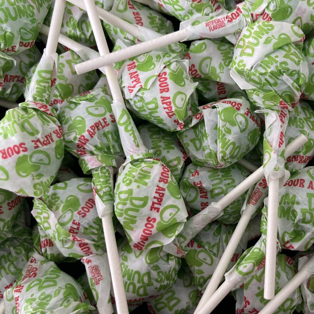 Sour Apple Green Dum Dums - VillageCandyShop.com