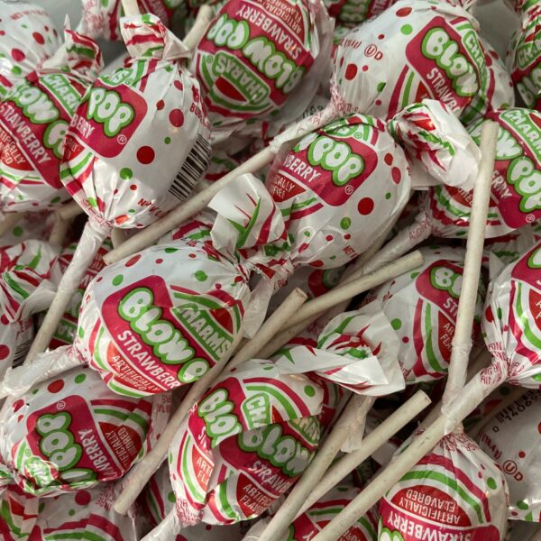 Bulk bin of Strawberry Blow Pops