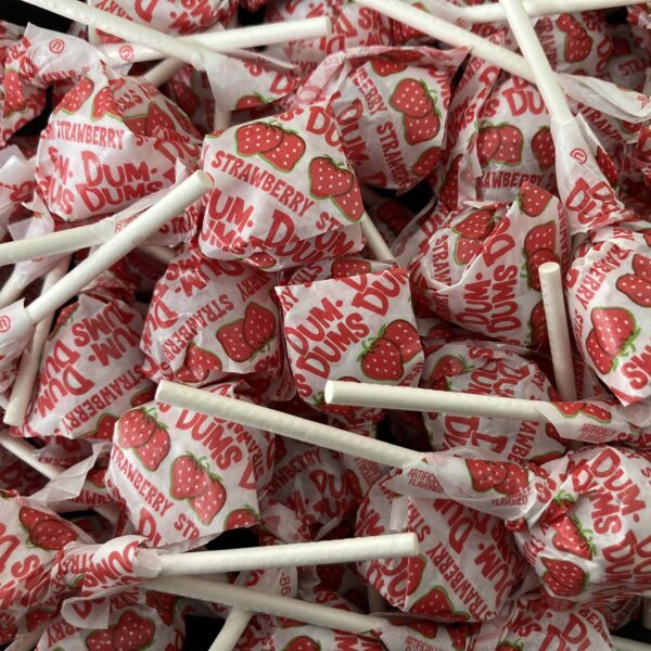 Bulk bin of Strawberry Dum Dums